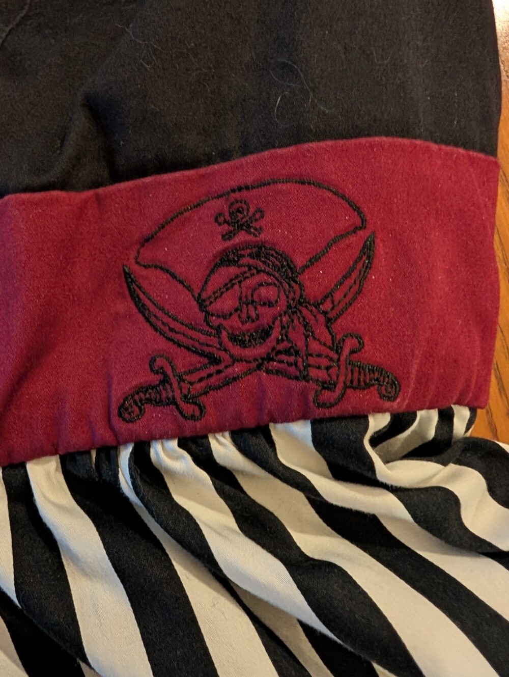 Disney Black & White Stripe Dress, Maroon Sash, Pirates Of The Caribbean, Size L - Picture 8 of 11